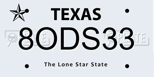 8ODS33 Texas License Plate