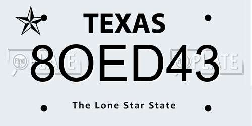 8OED43 Texas License Plate
