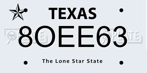8OEE63 Texas License Plate