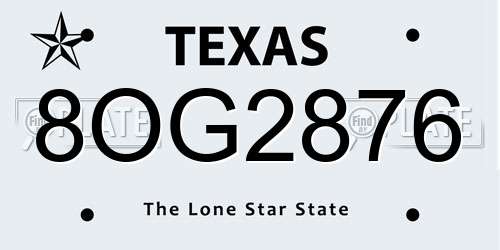 8OG2876 Texas License Plate