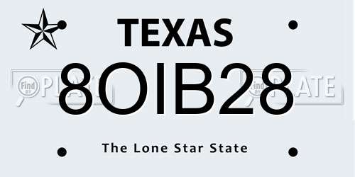 8OIB28 Texas License Plate