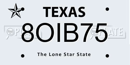 8OIB75 Texas License Plate