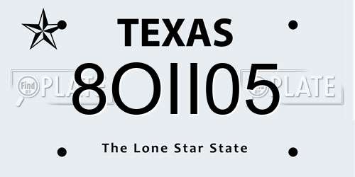 8OII05 Texas License Plate