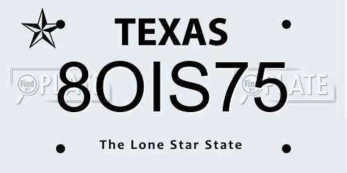 8OIS75 Texas License Plate