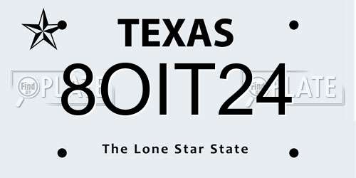 8OIT24 Texas License Plate