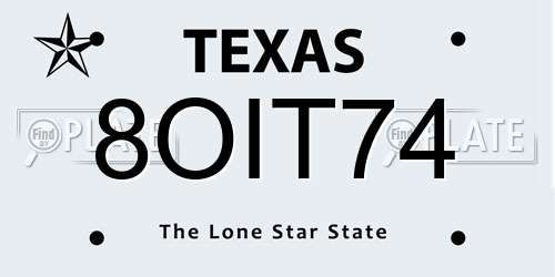 8OIT74 Texas License Plate