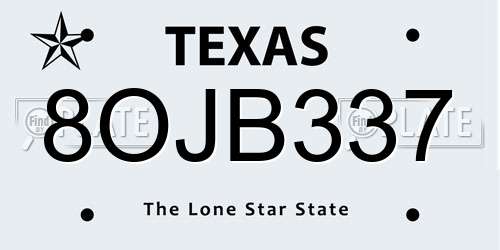 8OJB337 Texas License Plate