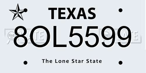 8OL5599 Texas License Plate