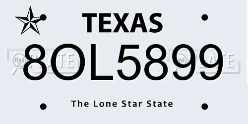 8OL5899 Texas License Plate