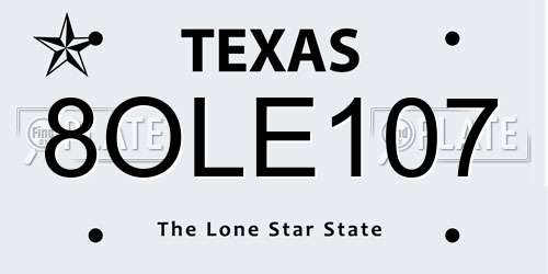 8OLE107 Texas License Plate