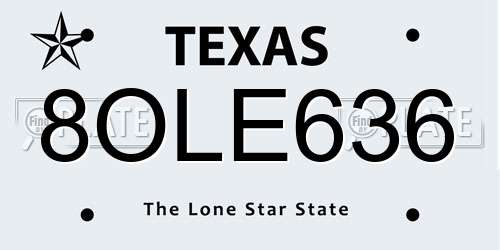 8OLE636 Texas License Plate