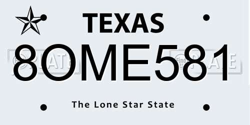 8OME581 Texas License Plate