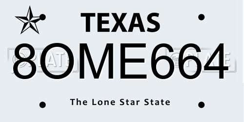 8OME664 Texas License Plate