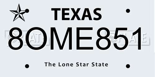 8OME851 Texas License Plate