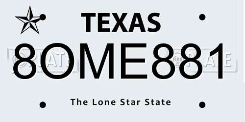 8OME881 Texas License Plate