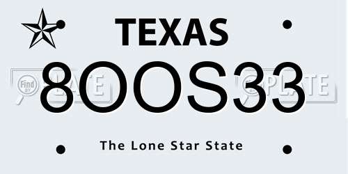 8OOS33 Texas License Plate