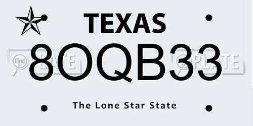 8OQB33 Texas License Plate