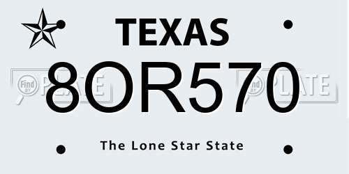 8OR570 Texas License Plate