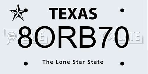8ORB70 Texas License Plate
