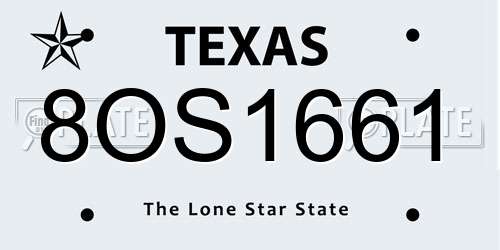 8OS1661 Texas License Plate