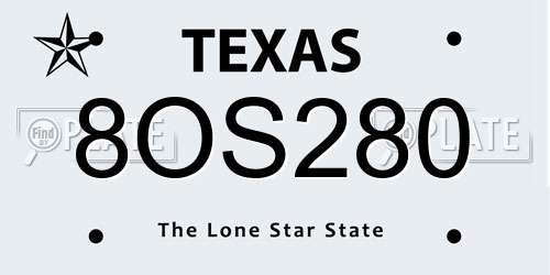 8OS280 Texas License Plate