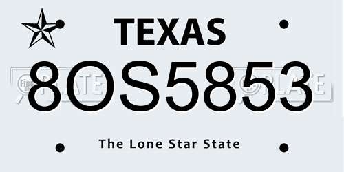 8OS5853 Texas License Plate