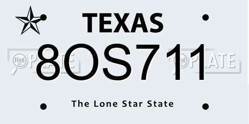 8OS711 Texas License Plate