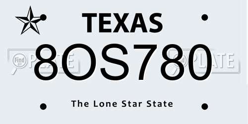 8OS780 Texas License Plate