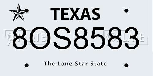 8OS8583 Texas License Plate