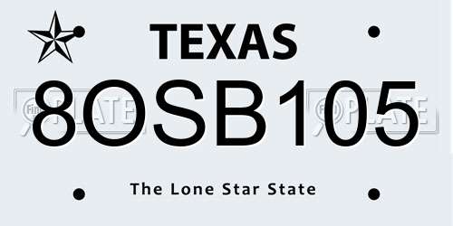 8OSB105 Texas License Plate