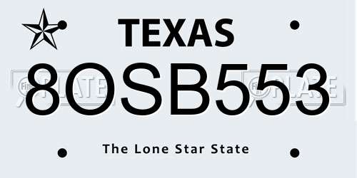 8OSB553 Texas License Plate