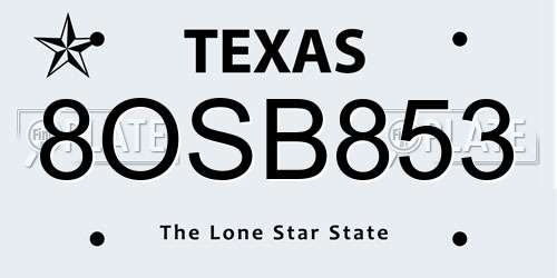 8OSB853 Texas License Plate