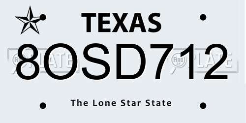 8OSD712 Texas License Plate