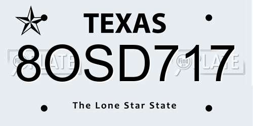 8OSD717 Texas License Plate