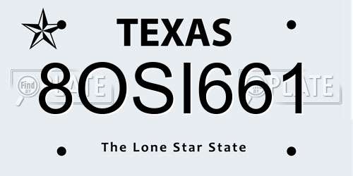 8OSI661 Texas License Plate