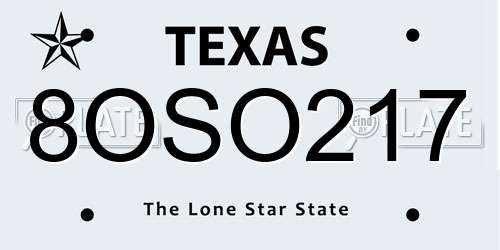 8OSO217 Texas License Plate