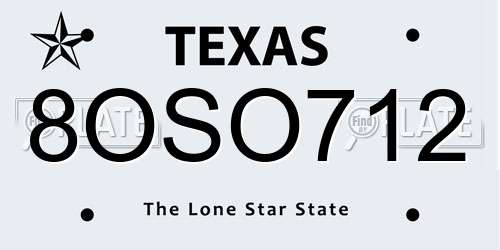 8OSO712 Texas License Plate
