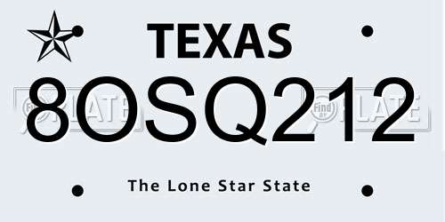 8OSQ212 Texas License Plate