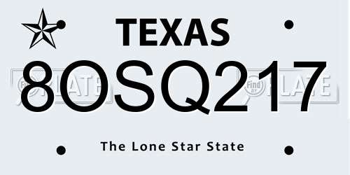 8OSQ217 Texas License Plate