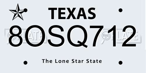 8OSQ712 Texas License Plate
