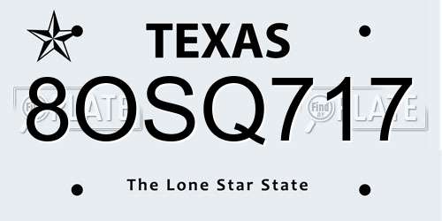 8OSQ717 Texas License Plate