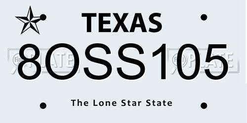 8OSS105 Texas License Plate