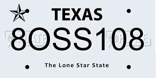 8OSS108 Texas License Plate