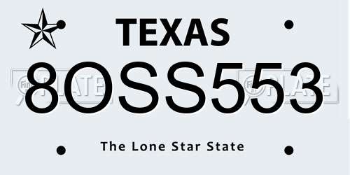 8OSS553 Texas License Plate