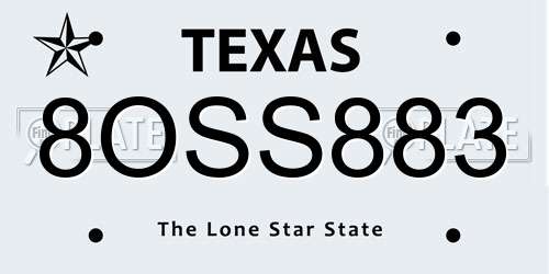 8OSS883 Texas License Plate