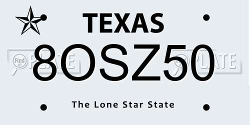 8OSZ50 Texas License Plate