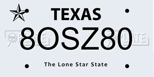 8OSZ80 Texas License Plate
