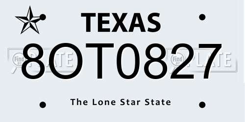 8OT0827 Texas License Plate