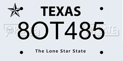 8OT485 Texas License Plate