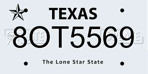8OT5569 Texas License Plate